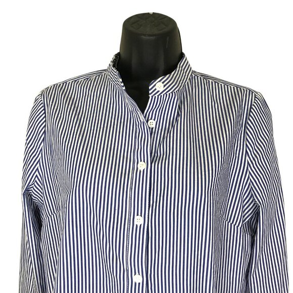 Veronica Beard Striped Mock Neck 3/4 Button Up Blouse Size 6 - Picture 5 of 7